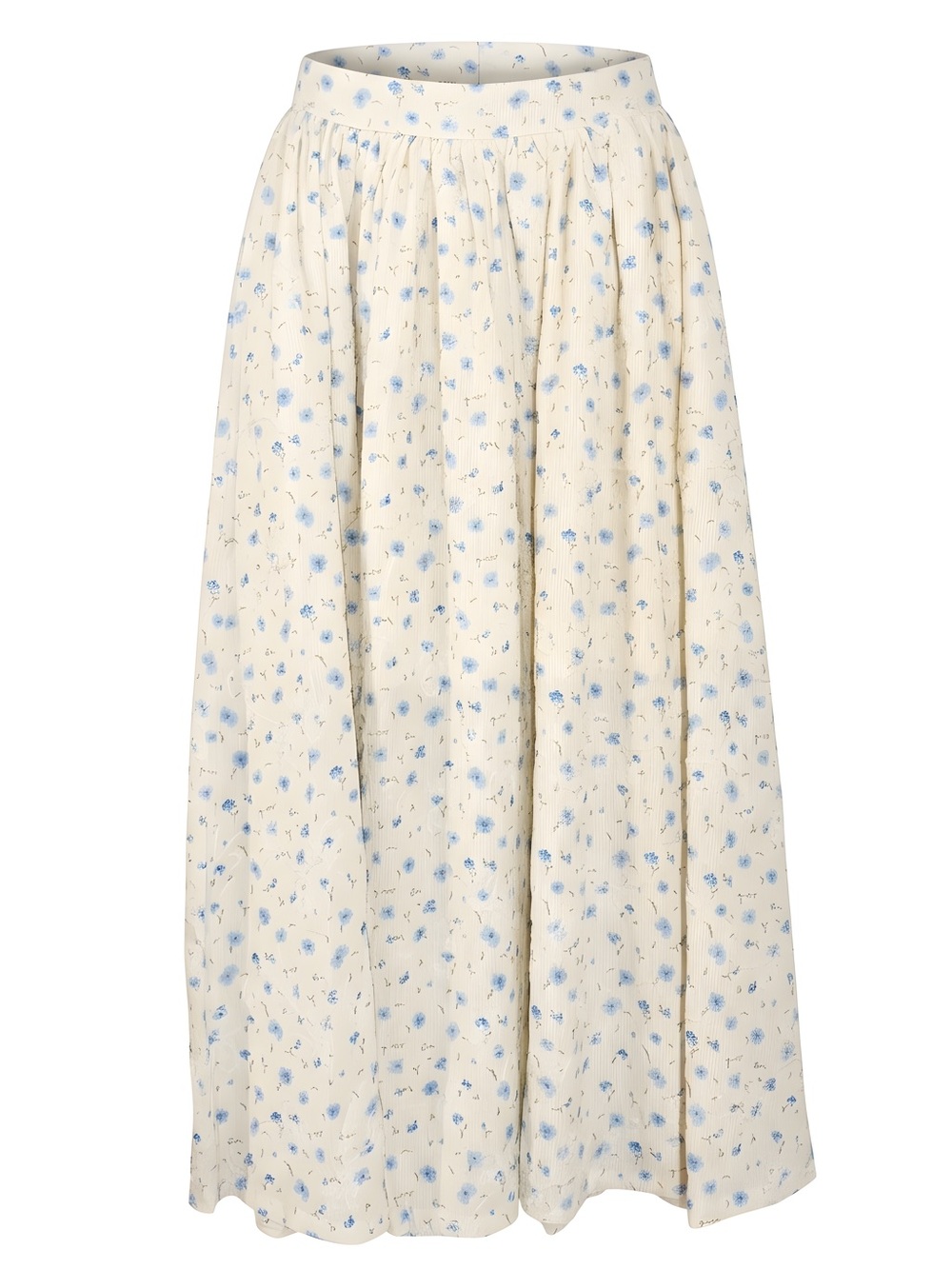 Hyfve- Cream Floral Maxi Skirt with Blue Print, size Small